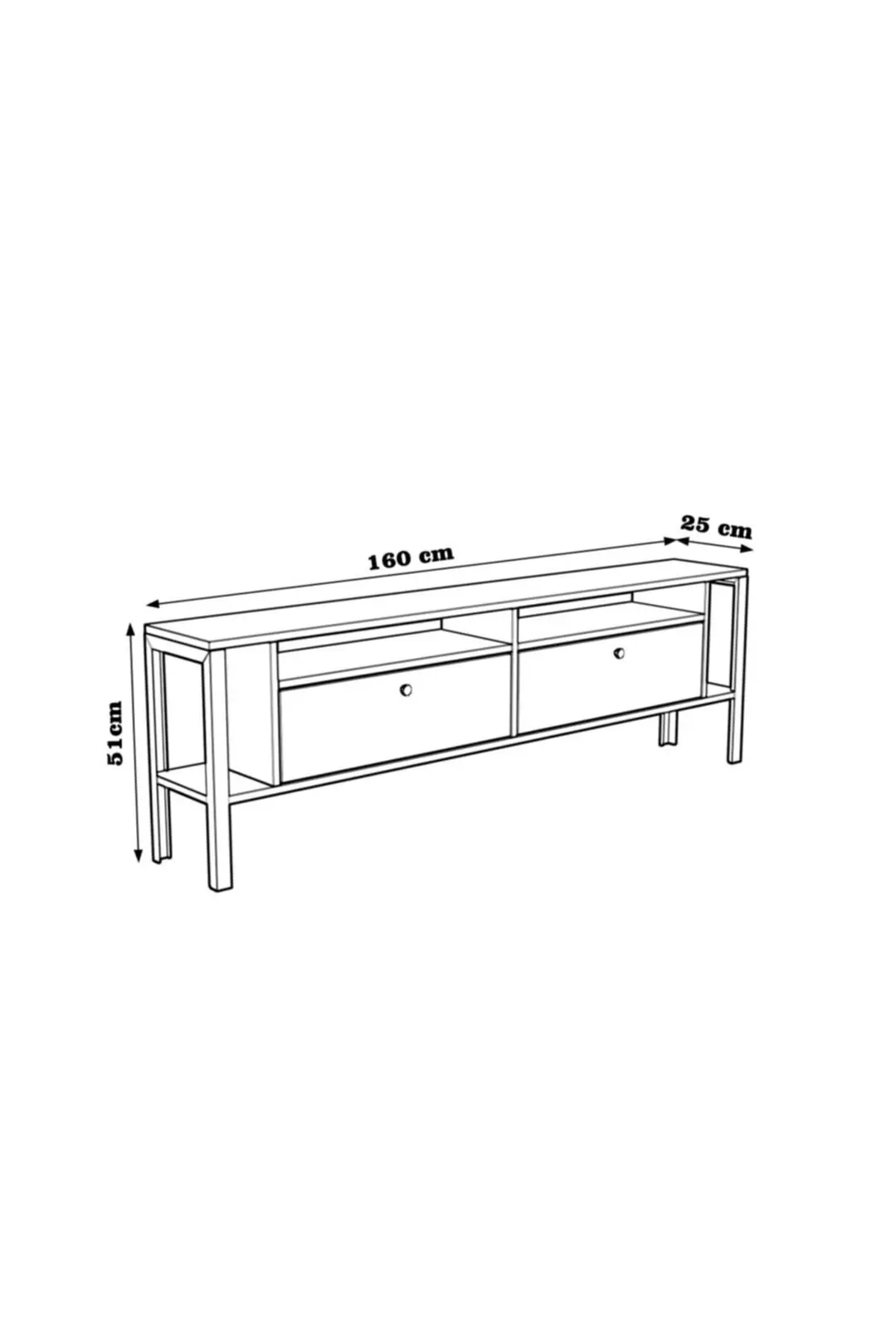 Atlanta 160 Cm Metal Ayaklı Tv Ünitesi - Atlantik Çam / Siyah